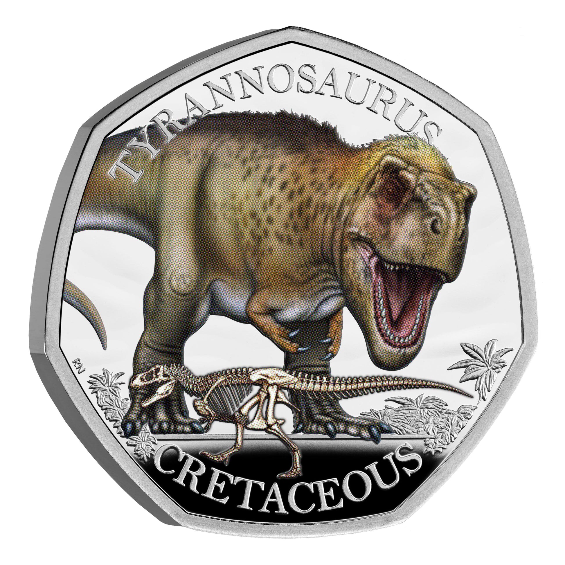 2024 Tyrannosaurus Rex - Cretaceous 50p Coloured Silver Proof Coin - Loose Change Coins