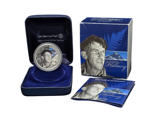 2008 New Zealand -  Sir Edmund Hillary - A Lifetime of Achievement Silver Proof Coin