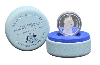 1993 $10 Silver Proof Piedfort Coin - Palm Cockatoo - The Birds Of Australia Series
