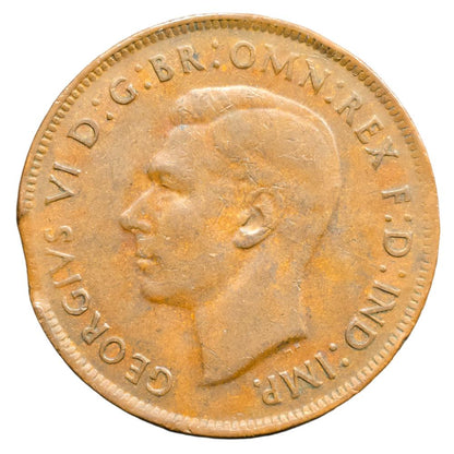 1944 M Australian Penny - Very Fine with Clipped Planchet