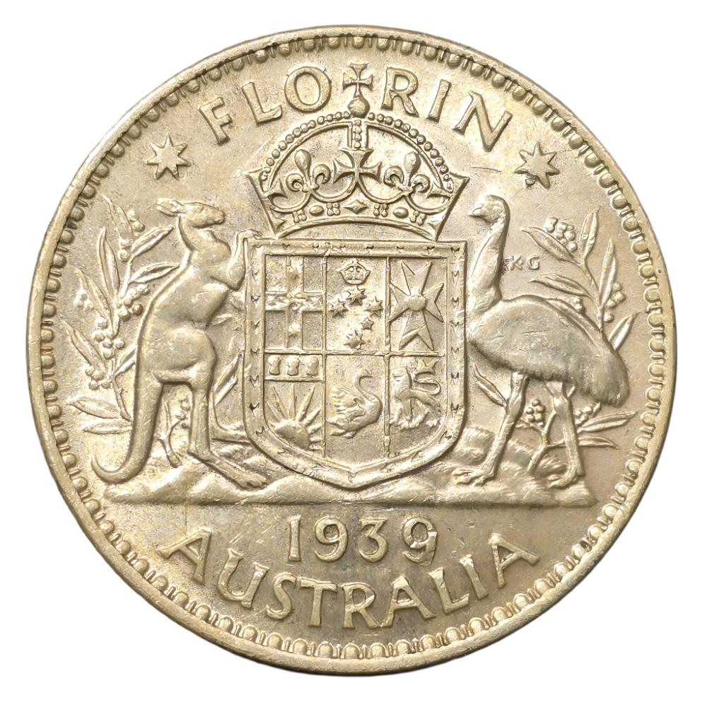 1939 Australian Florin - Extremely Fine (Cleaned Obverse)