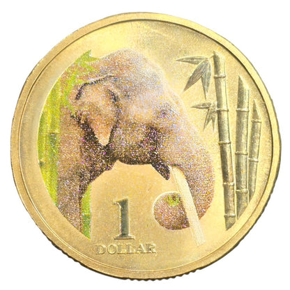 2012 $1 Coin - Asian Elephant - Animals of the Zoo Series