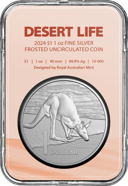 2024 $1 1oz Frosted Fine Silver Uncirculated Coin - Kangaroo Series