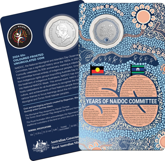 2024 50c Coloured Frosted Uncirculated Coin - NAIDOC Week