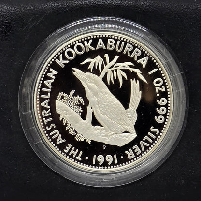 1991 Perth Mint $5 Silver Proof Coin - Australian Silver Kookaburra