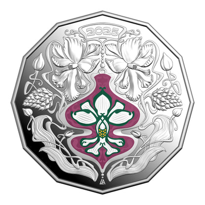 2025 50c Coloured Fine Silver Proof Coin - Christmas Festive Florals