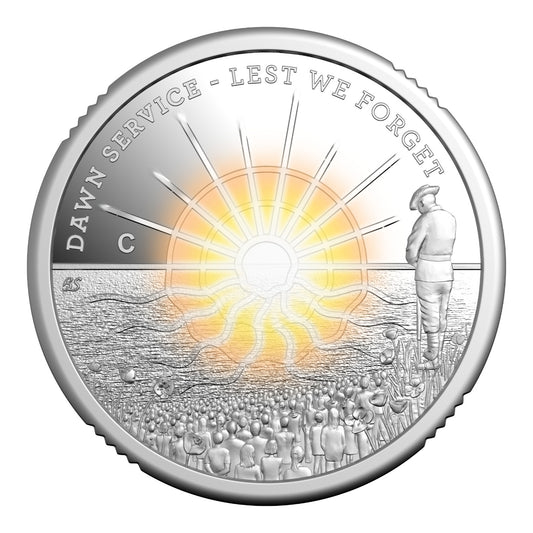 2026 $2 'C' Mintmark Coloured Silver Proof Coin - Dawn Service