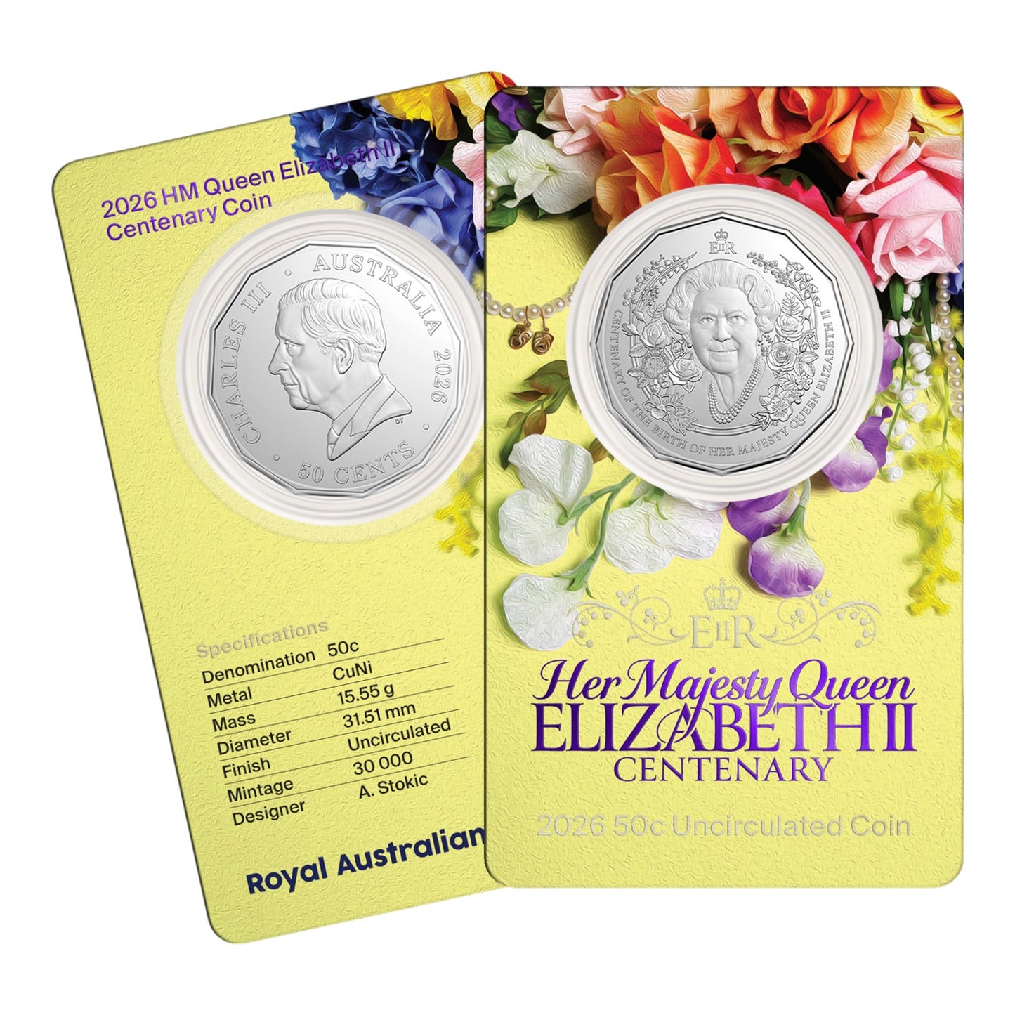 2026 50c Uncirculated Coin - HM Queen Elizabeth II Centenary of Birth