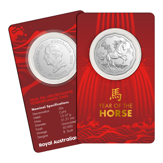 2026 50c Uncirculated Tetradecagon Coin - Lunar Series - Year of the Horse