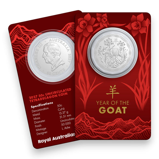 2027 50c Tetradecagon Uncirculated Coin - Year of the Goat