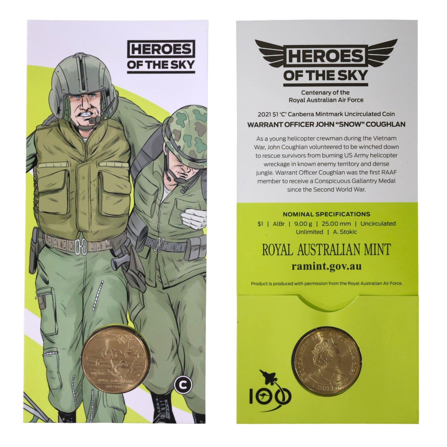 2021 $1 Coin - Heroes of the Sky - RAAF Centenary - 'C' Mintmark