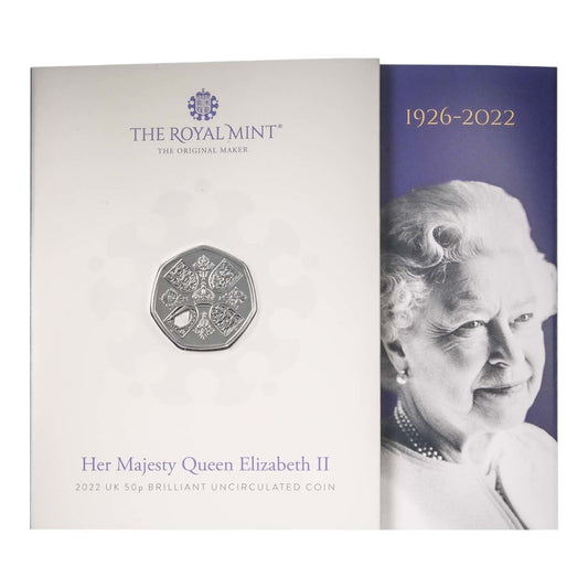 2022 Queen Elizabeth II Memorial - 50p Brilliant Uncirculated Coin In Folder