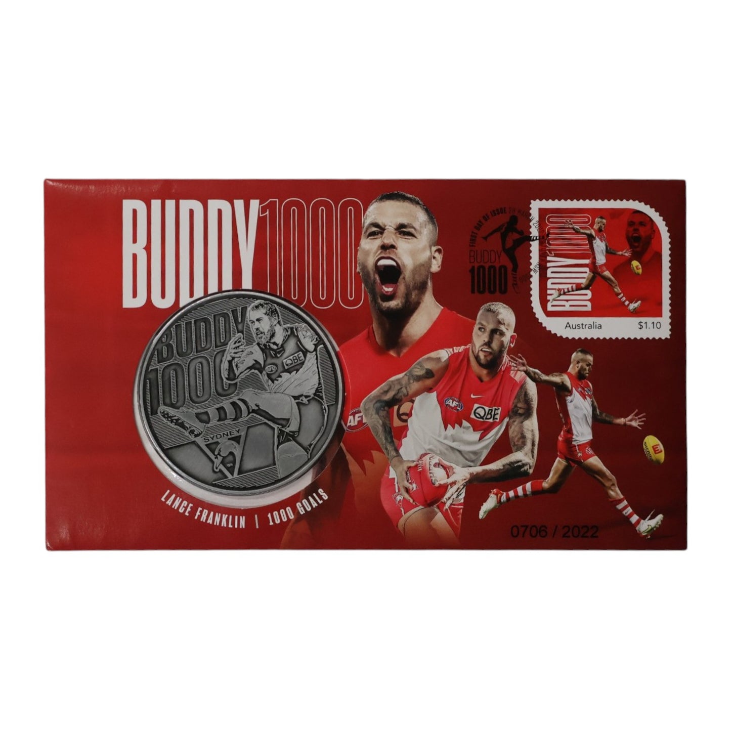 2022 PMC - Lance "Buddy" Franklin 1000 Goals Medallion & Stamp Cover
