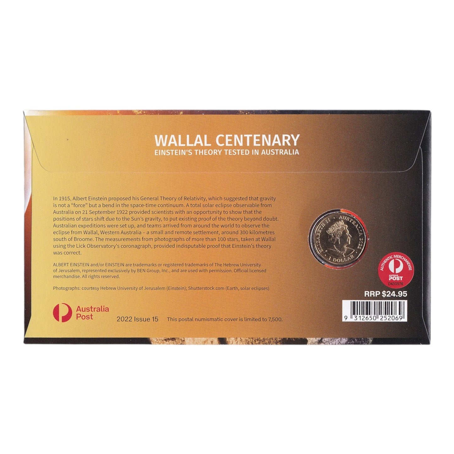 2022 PNC - Wallal Centenary - Einstein’s Theory Tested in Australia $1 Privy Mark