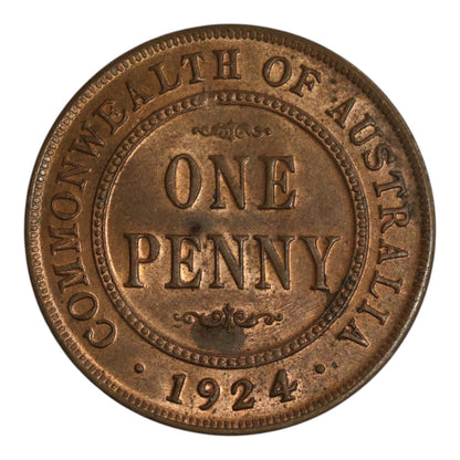 1924 Australian Penny -  About Uncirculated