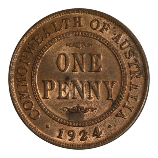 1924 Australian Penny -  About Uncirculated