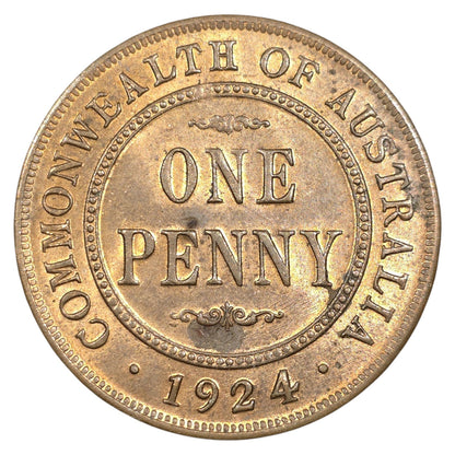 1924 Australian Penny -  About Uncirculated