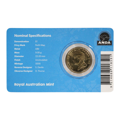 2025 $1 Coin - Perth Money Expo Mob of Roos - Uncirculated Coin with Perth Map Privy Mark