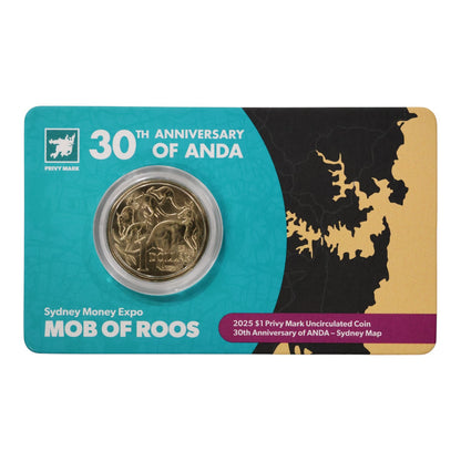 2025 $1 Coin - Sydney Money Expo Mob of Roos - Uncirculated Coin with Sydney Map Privy Mark