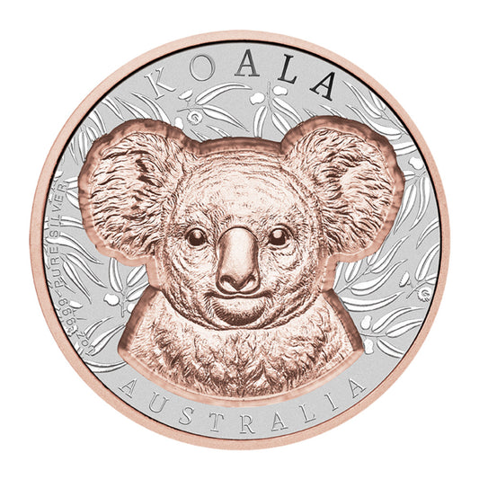 2025 Native Impressions - 1oz Silver Super Incused Rose Gold Koala Coin