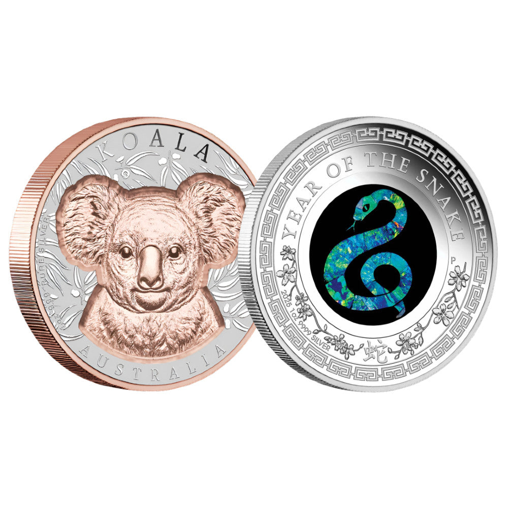 2025 Australian Lunar Snake & Native Impressions Koala Silver Coin Set