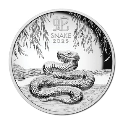 2025 $1 High Relief 1oz Fine Silver Proof Coin - Year of the Snake