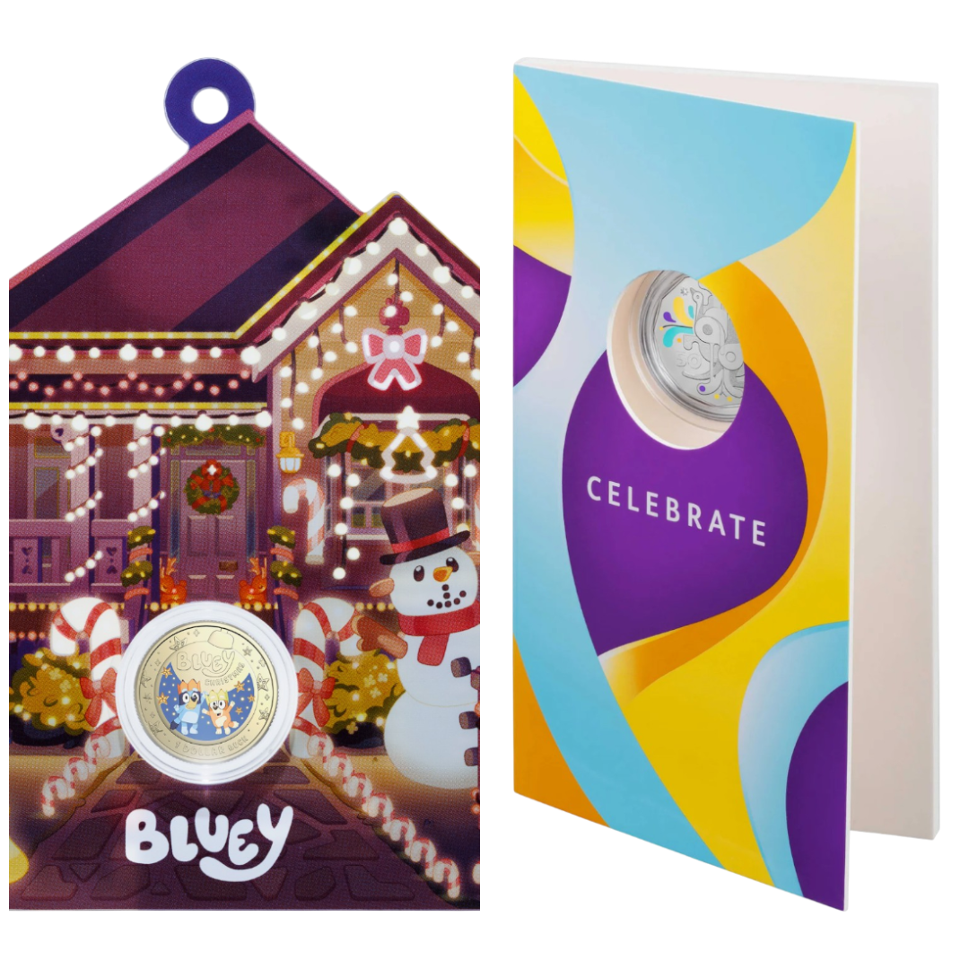 2025 Royal Australian Mint Two-Coin Bundle: Celebration and Bluey Christmas