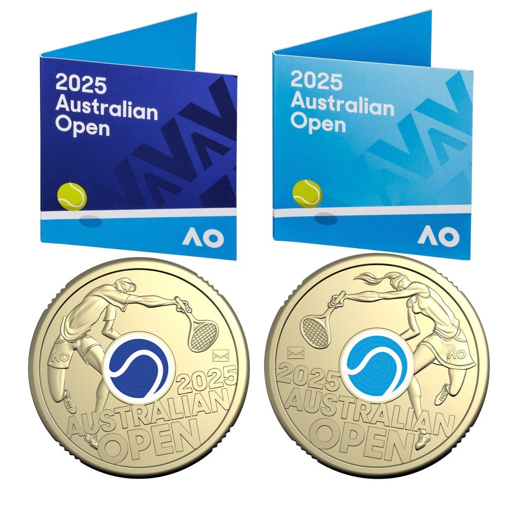 2025 $2 Coin Set - Men’s and Women's Australian Open $2 Privymark Coin in Folder