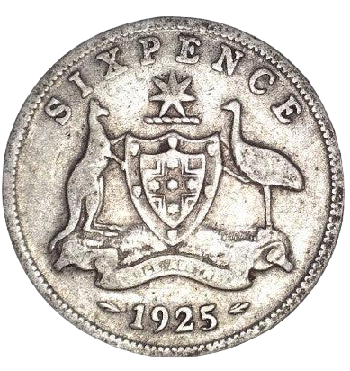1925 Australian Sixpence - Very Good