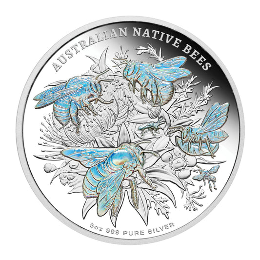 2026 Australian Native Bees - Special Release 5oz Proof Hologram Silver Coin