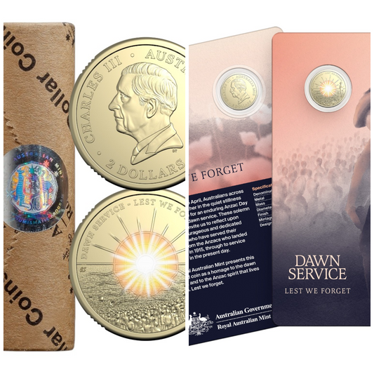 2026 Anzac Dawn Service Commemorative Duo: 'C' Mintmark Coin & Premium $2 Coin Roll