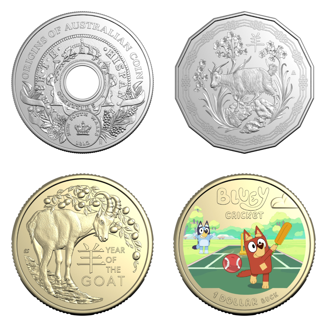 2026 RAM September Release 4-Coin Bundle – Bluey Cricket, Holey Dollar & Lunar Goat