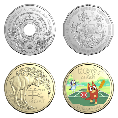 2026 RAM September Release 4-Coin Bundle – Bluey Cricket, Holey Dollar & Lunar Goat