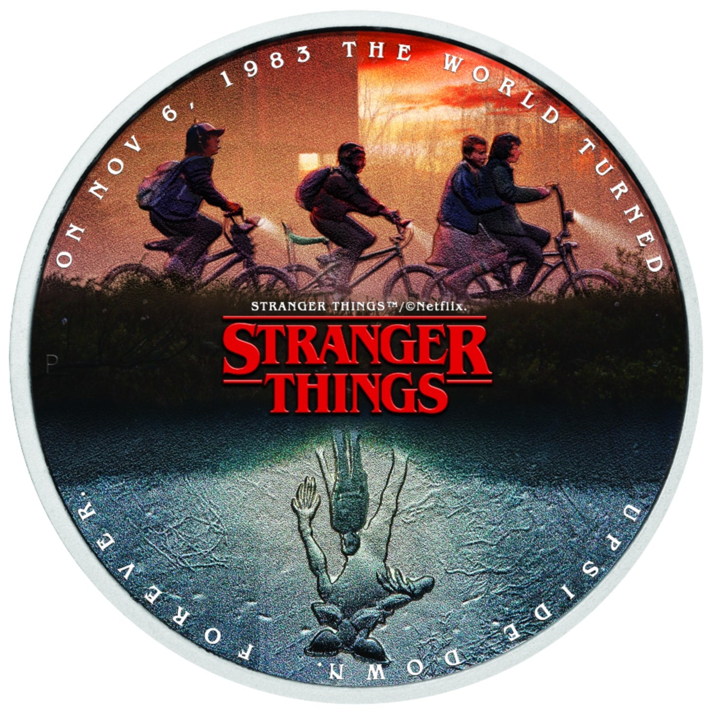 2026 1oz Silver Coloured Coin - Stranger Things - The Upside Down