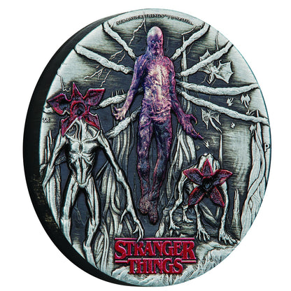 2026 2oz Silver Antiqued Coloured Coin - Stranger Things - Villains