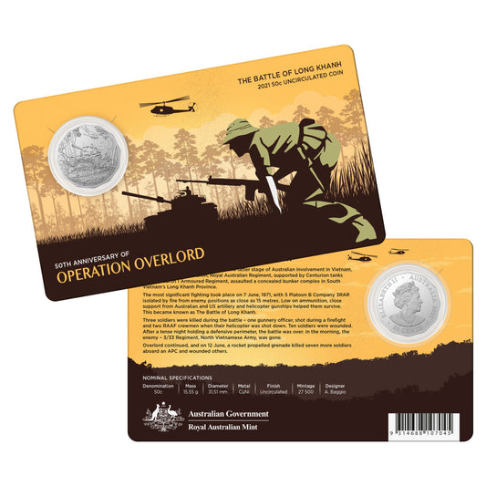 2021 50c Coin - Operation Overlord - 50th Anniversary of the Battle of Long Khanh