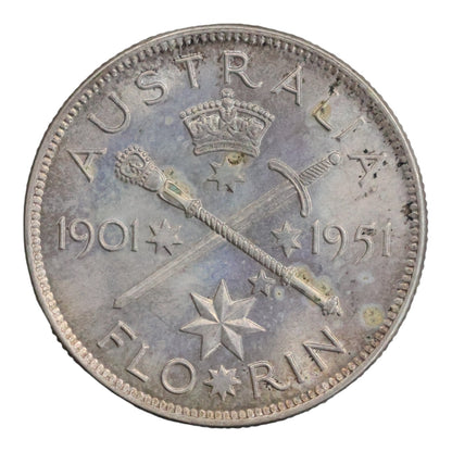 1951 Australian Florin - Federation Florin - Extremely Fine