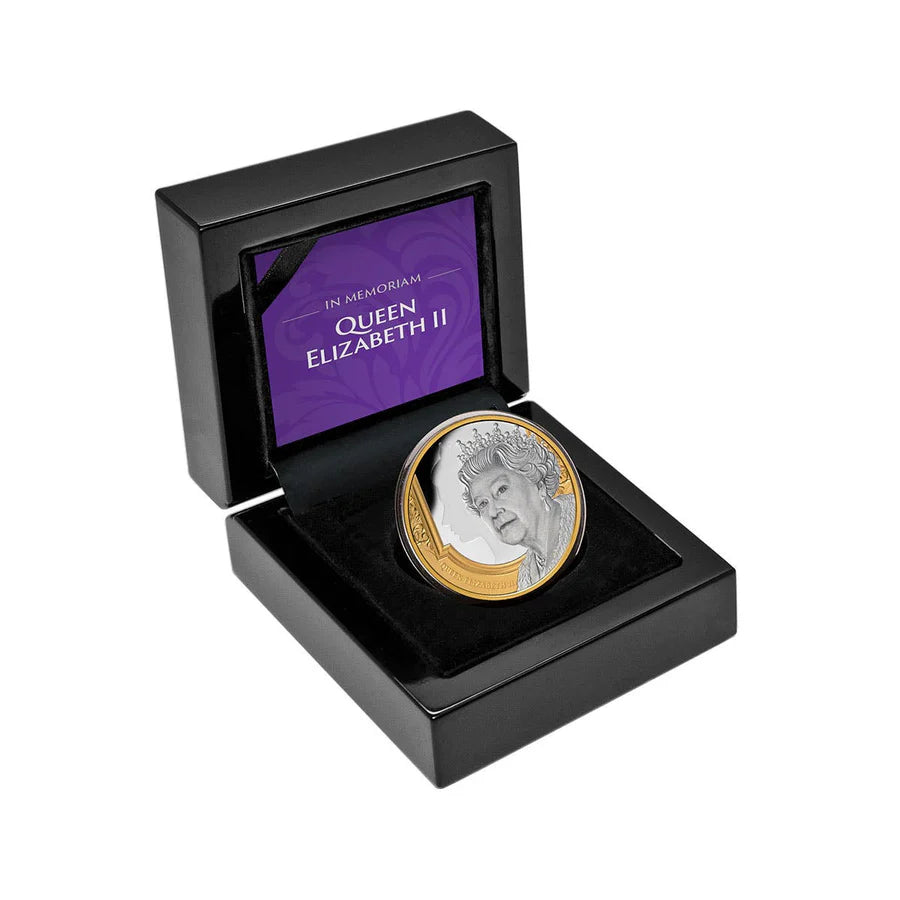 2022 Queen Elizabeth II Tribute - $1 (Niue) Gold-plated 1oz Silver Proof Coin