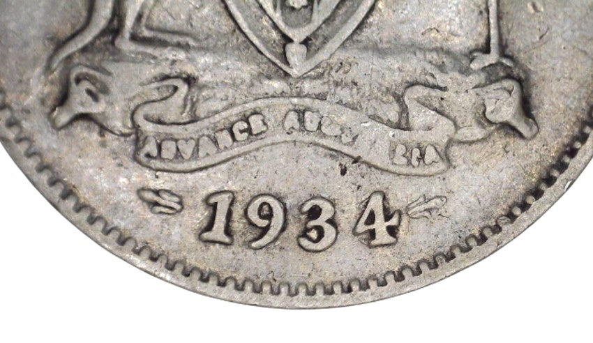 1934/33 Overdate Australian Threepence - Very Good