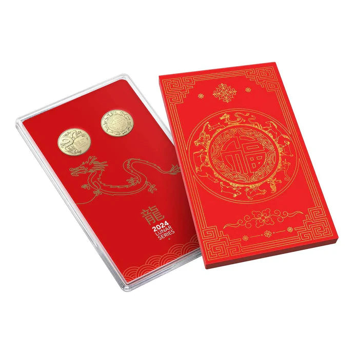 2024 $1 AlBr Uncirculated 2 Coin Set - Year of the Dragon