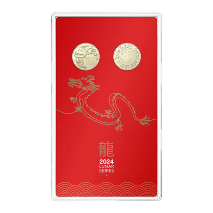 2024 $1 AlBr Uncirculated 2 Coin Set - Year of the Dragon