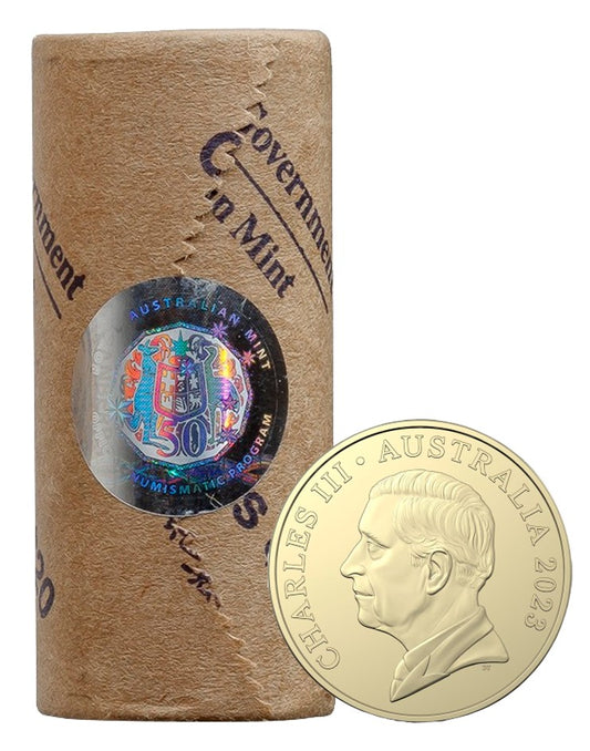 2023 $1 Circulating Coin King Charles III Effigy - Premium Roll with Roll Tube
