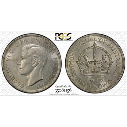 1938 (m) Australian Crown - Graded AU58 By PCGS