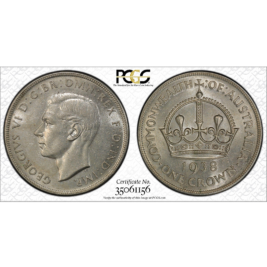 1938 (m) Australian Crown - Graded AU58 By PCGS