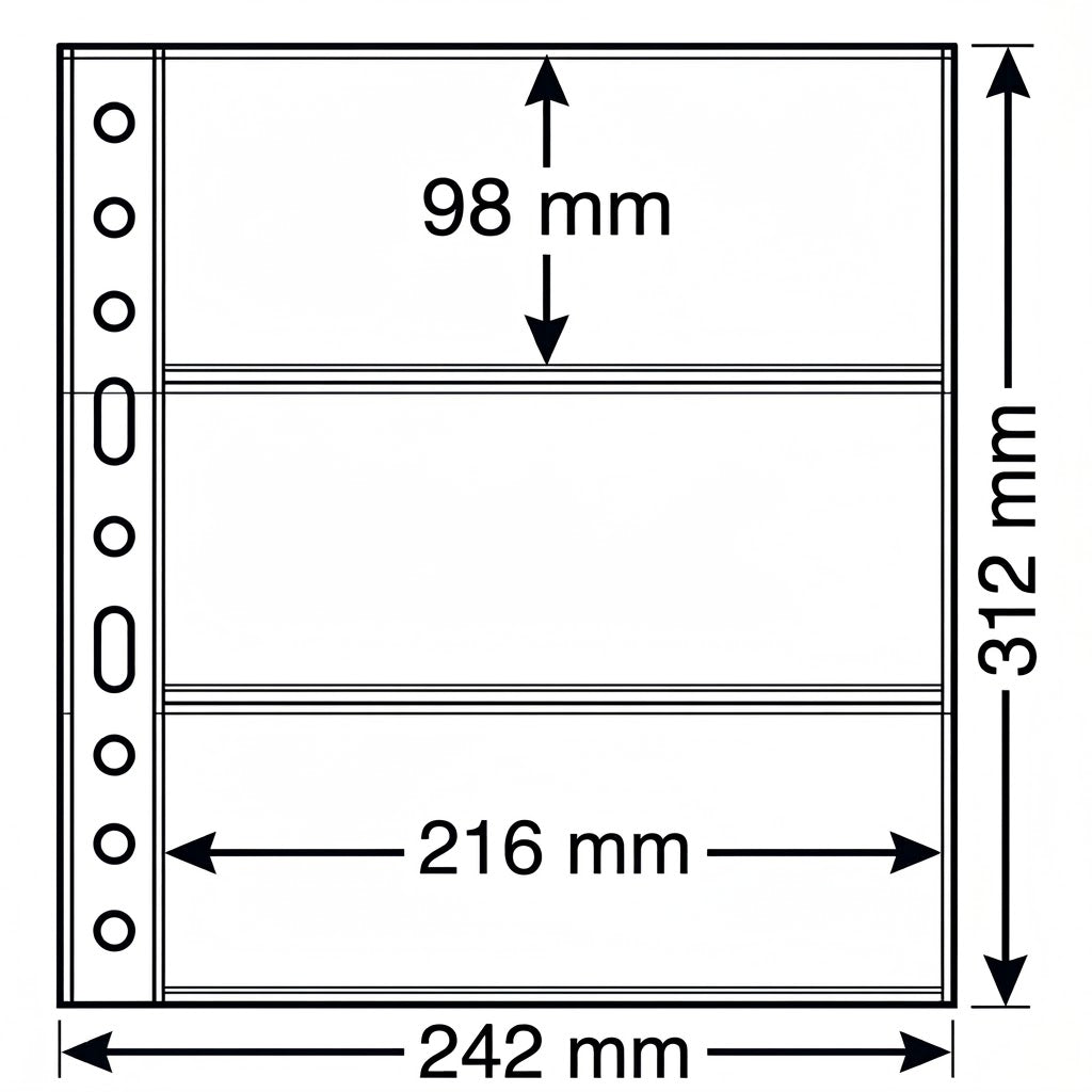 Lighthouse SH 312 Plastic Sheets - 3 Horizontal Pockets (Pack of 50)