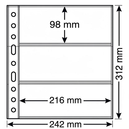 Lighthouse SH 312 Plastic Sheets - 3 Horizontal Pockets (Pack of 50)