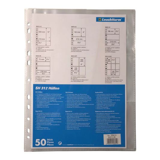 Lighthouse SH 312 Plastic Sheets - 3 Horizontal Pockets (Pack of 50)