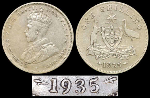 1935 Australian Shilling - Broken '3' Variety -  Fine