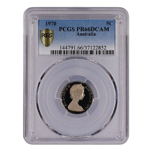 1970 Australian 5 Cent Coin - Graded PR66DCAM by PCGS