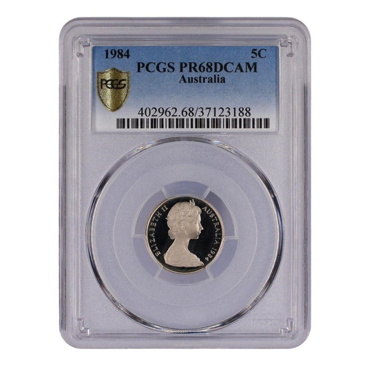 1984 Australian 5 Cent Coin - Graded PR68DCAM by PCGS